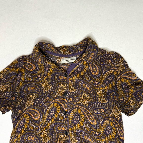 Urban Outfitters Paisley Pattern Short Sleeve Button Down Crop Top Size XS - Picture 5 of 7